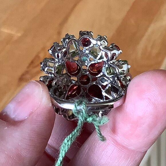 𝅺STERLING SILVER GARNET/PERIDOT/EMERALD RING SIZE US 8.5​​ - Picture 4 of 10